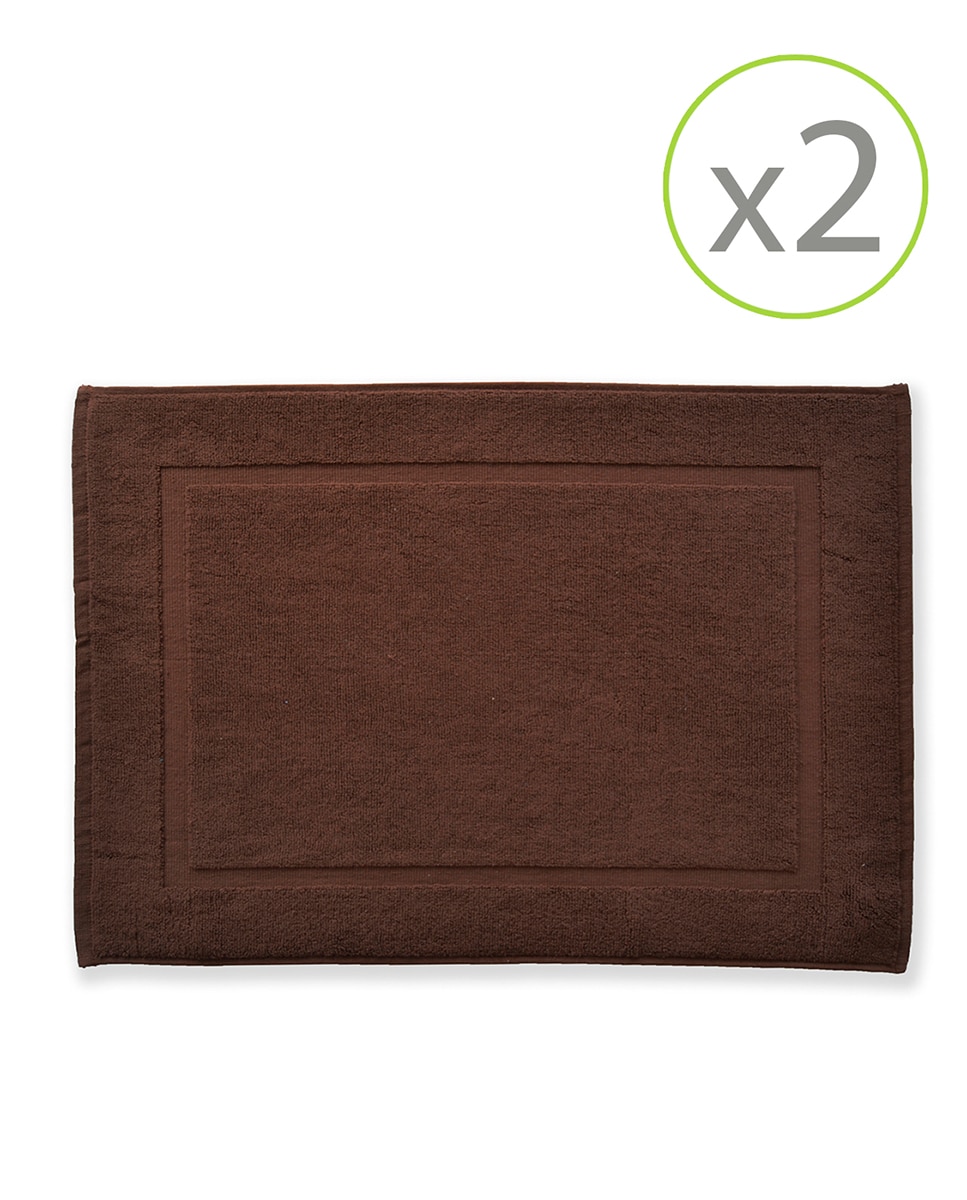 Imagen 0 de Pack de 2 alfombrines de baño de 45 x 65 cm marrón