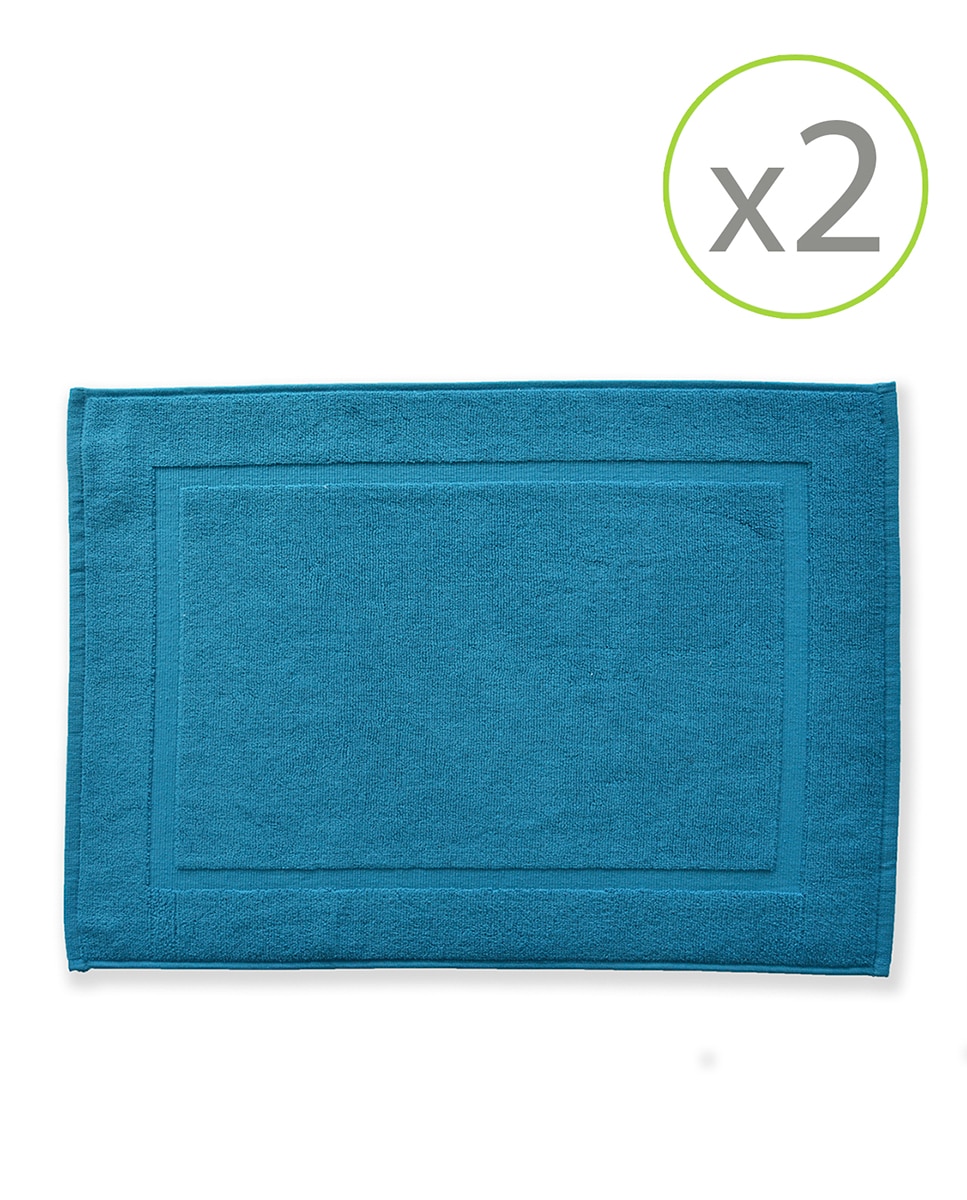 Imagen 0 de Pack de 2 alfombrines de baño de 45 x 65 cm turquesa