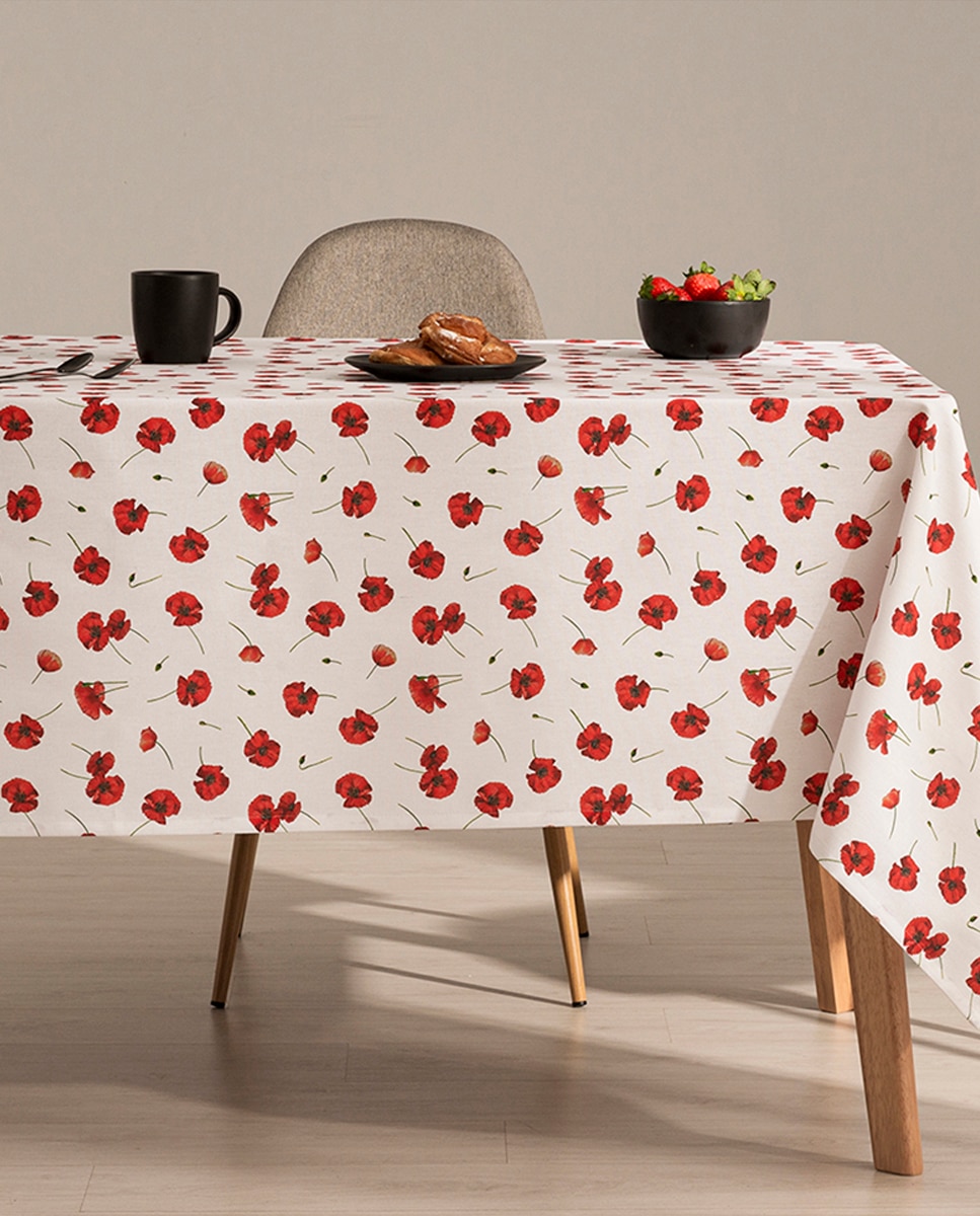 Imagen 0 de Mantel antimanchas floral crounch rojo