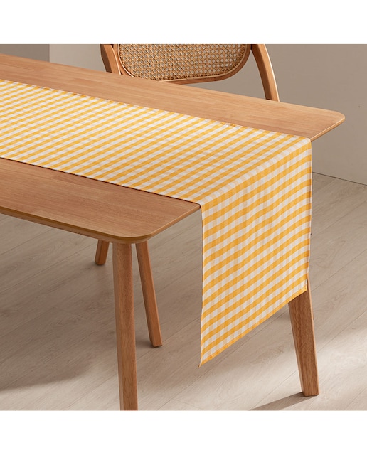 Imagen 0 de Camino de mesa Vichy amarillo 45x170 cm