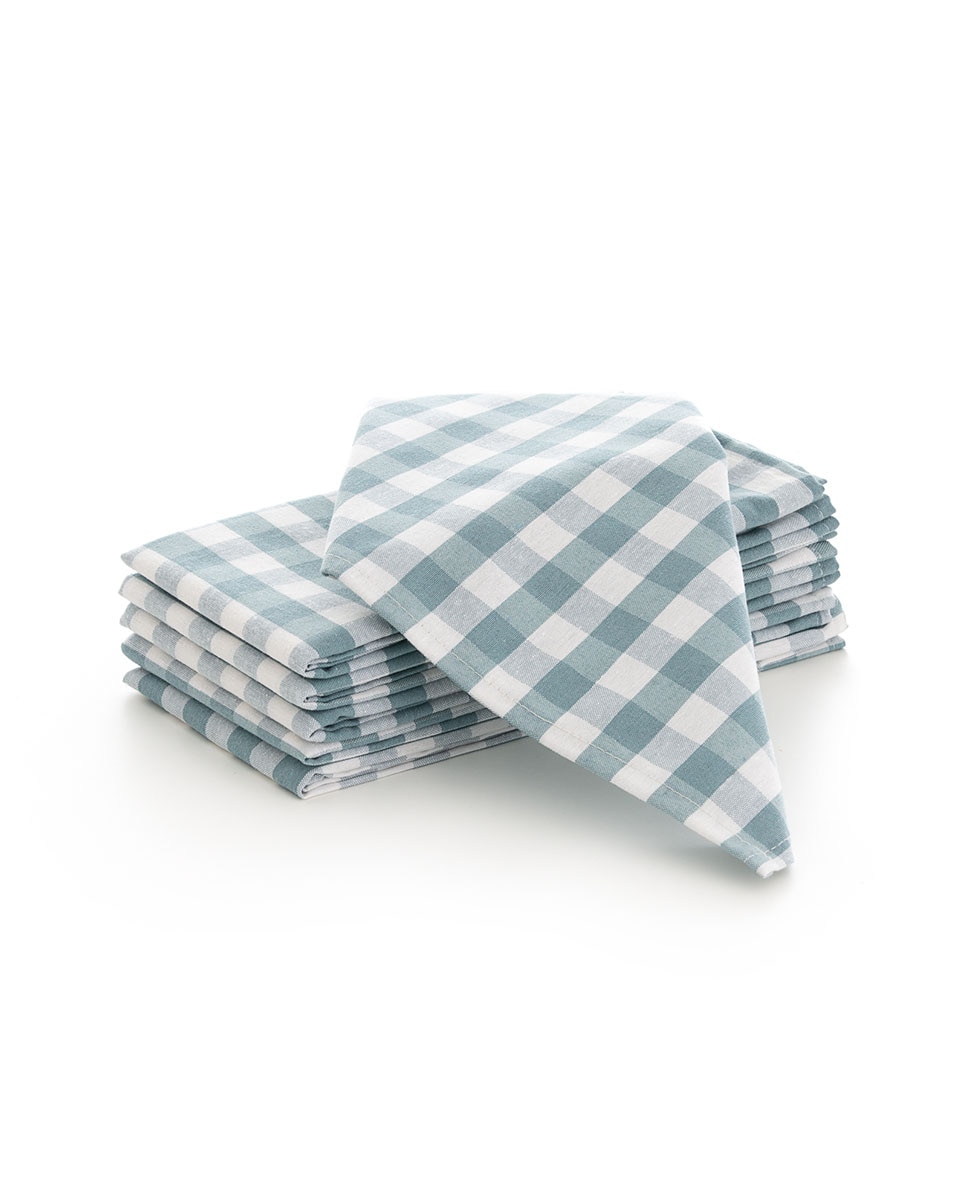 Imagen 0 de Pack 6 servilletas Vichy 45x45 cm agua marina