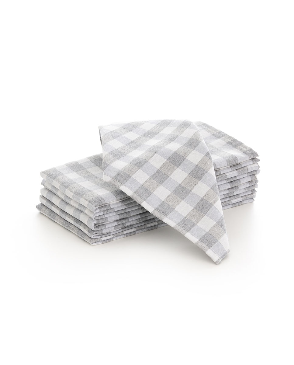 Imagen 0 de Pack 6 servilletas Vichy 45x45 cm gris claro