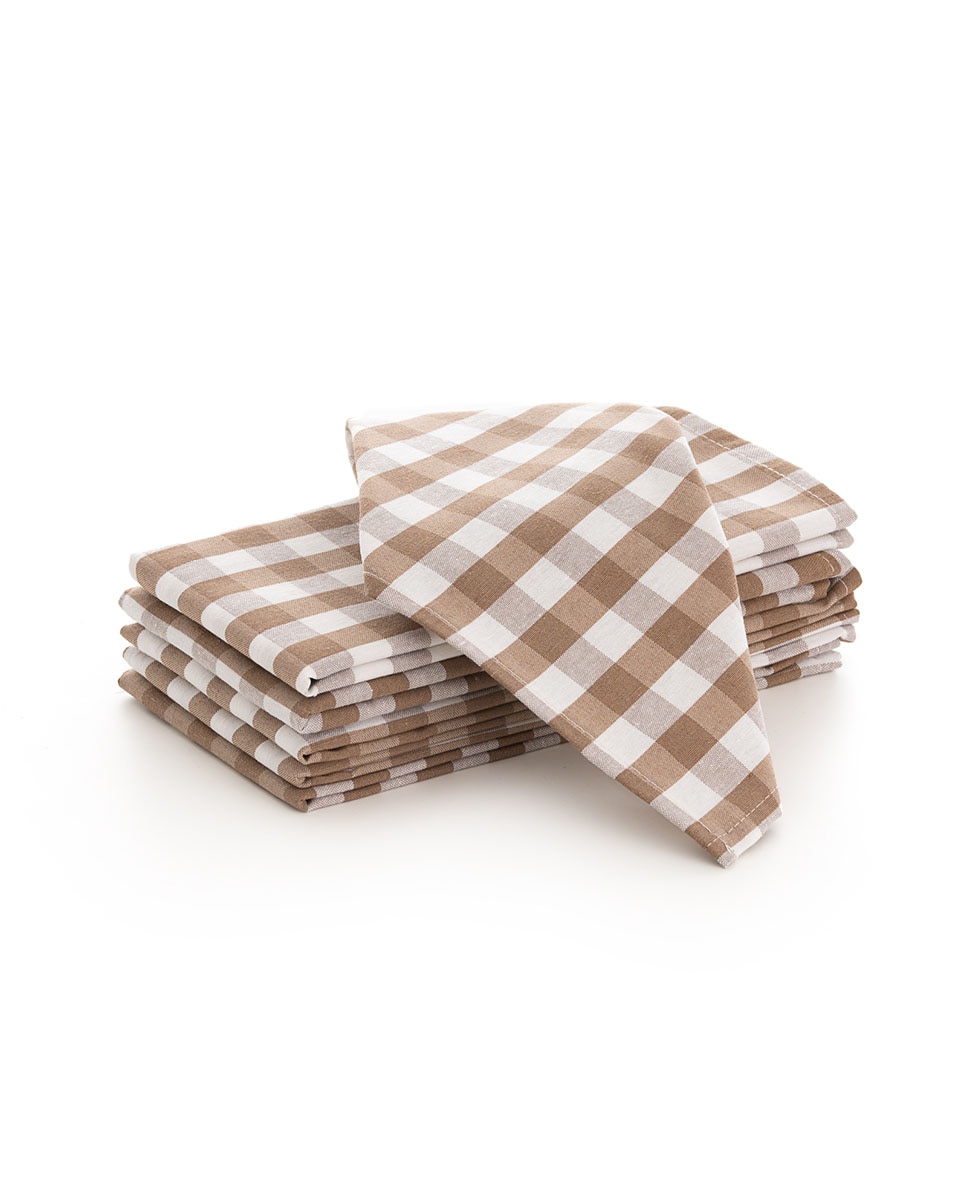 Imagen 0 de Pack 6 servilletas Vichy 45x45 cm taupé