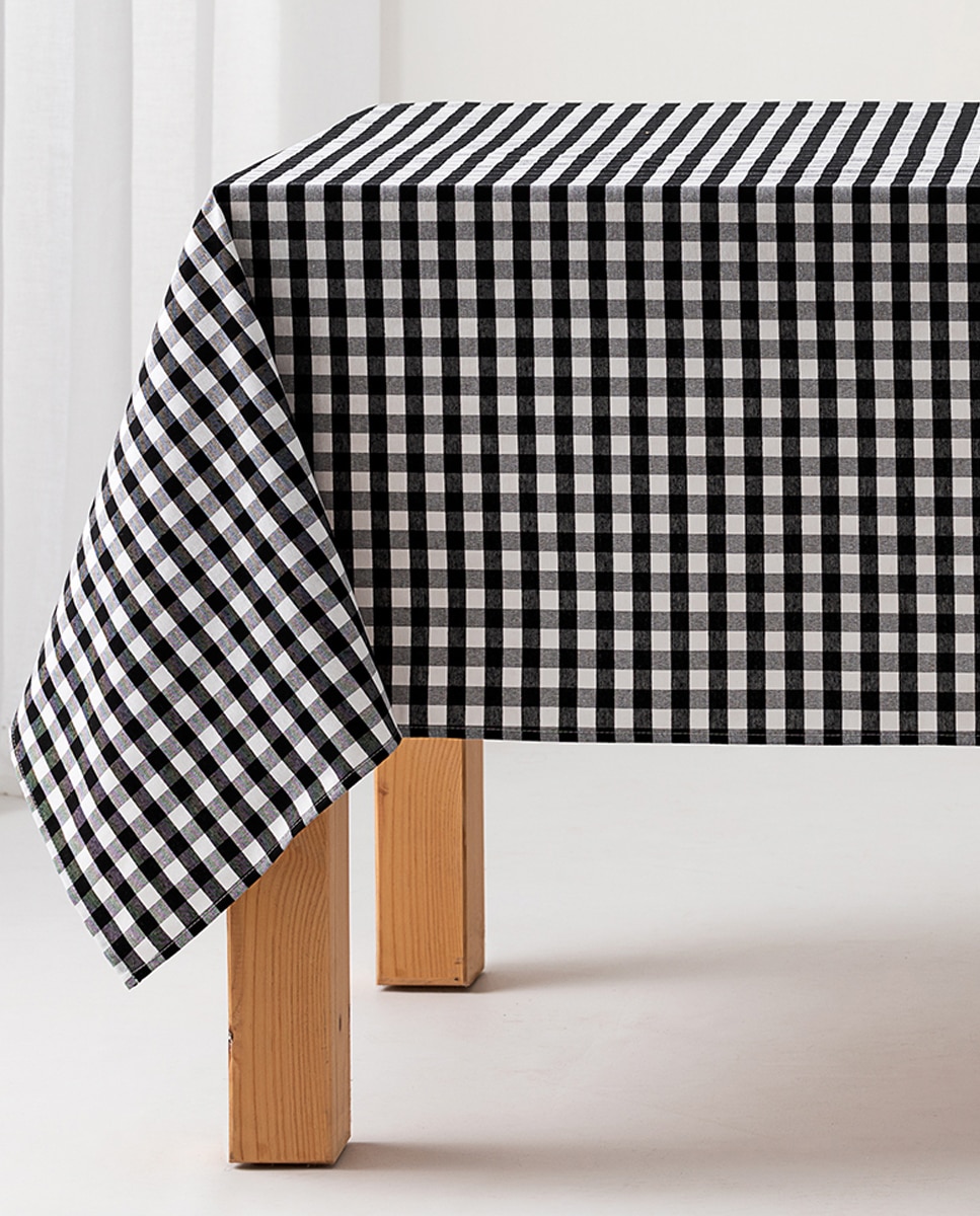 Imagen 0 de Mantel antimanchas cuadros vichy negro