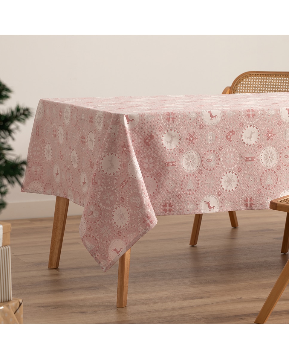 Imagen 0 de Mantel jacquard navidad Ballcry rosa
