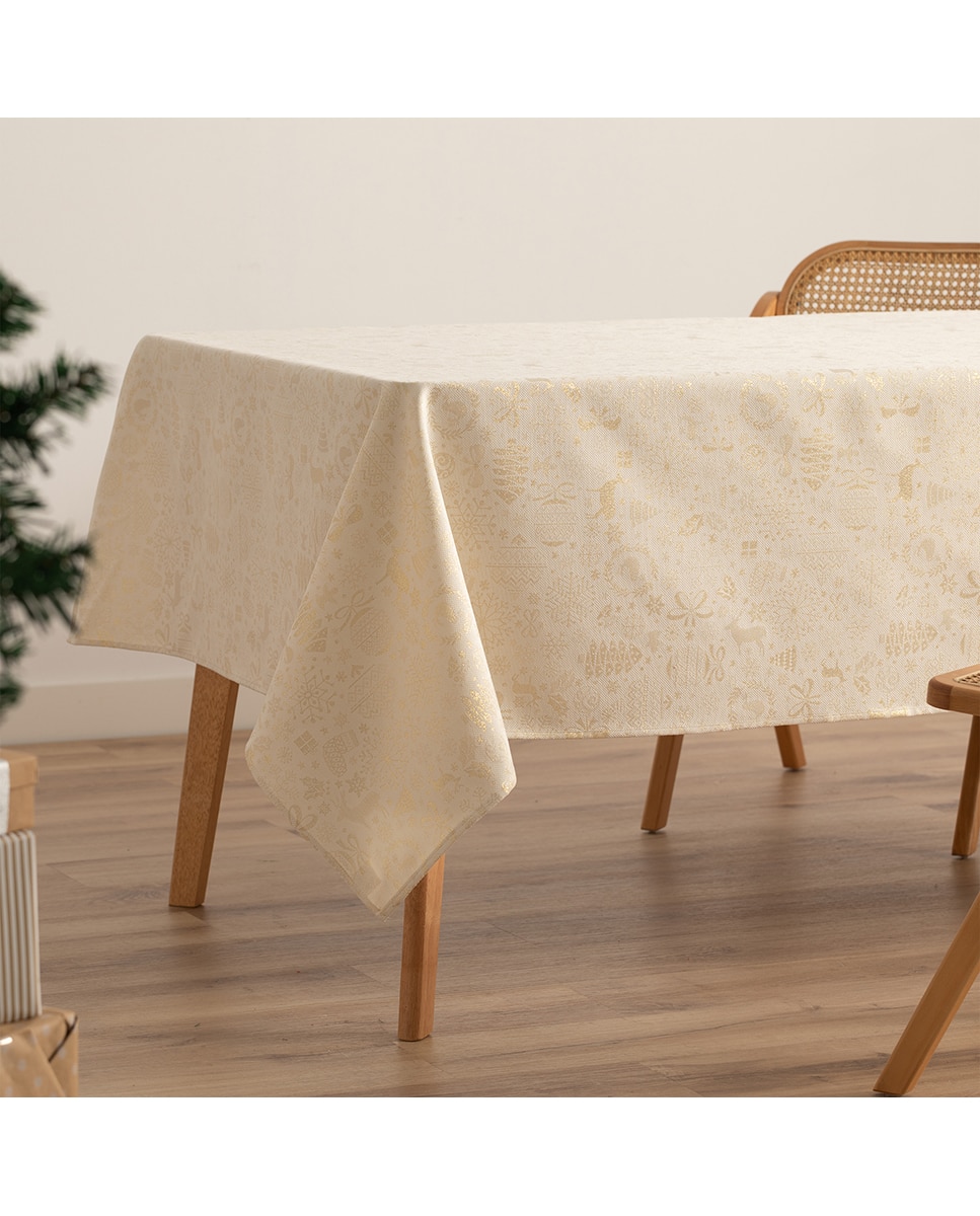 Imagen 0 de Mantel jacquard navidad Candy crudo