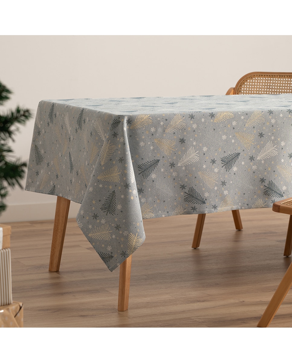 Imagen 0 de Mantel jacquard navidad Christree azul-oro