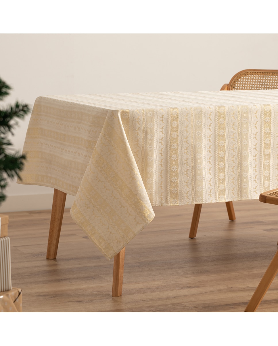 Imagen 0 de Mantel jacquard navidad Ribbon crudo