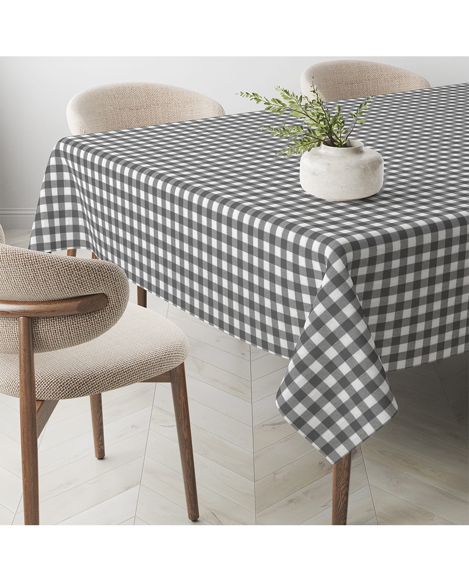 Imagen 0 de Mantel Antimanchas Vichy tacto tela teflón gris oscuro