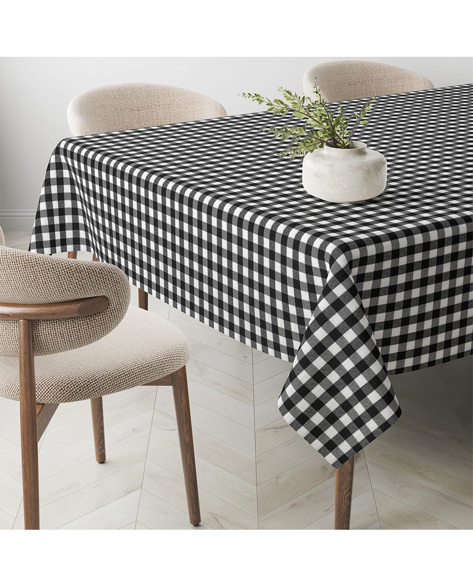Imagen 0 de Mantel Antimanchas Vichy tacto tela teflón negro
