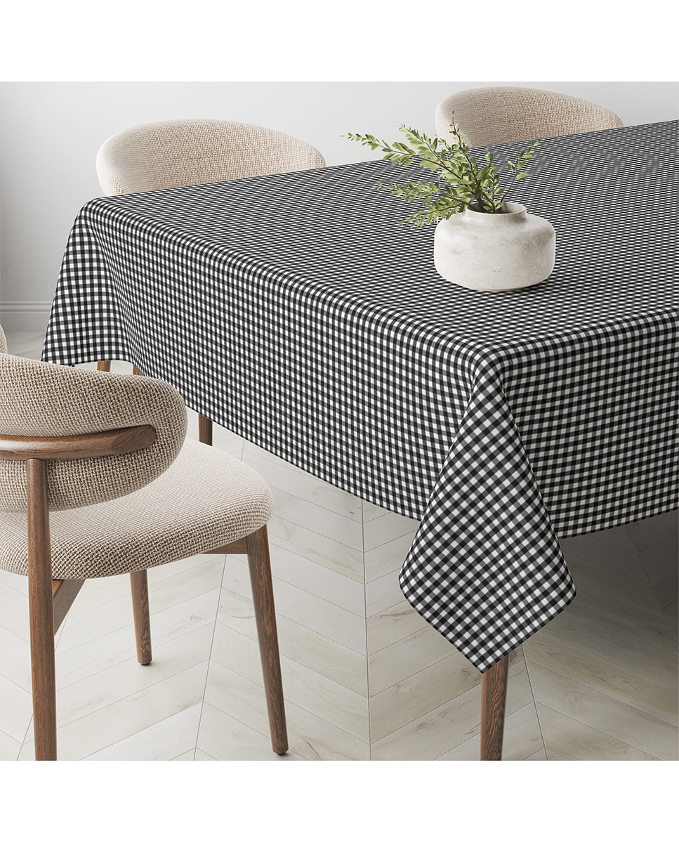 Imagen 0 de Mantel Antimanchas Small Vichy tacto tela teflón negro