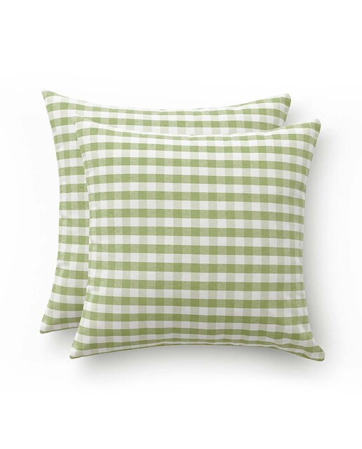Imagen 0 de Pack 2 fundas cojín vichy 45x45 cm verde oliva