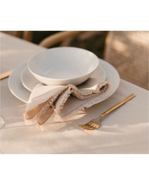S/2 servilletas flecos beige 40x40