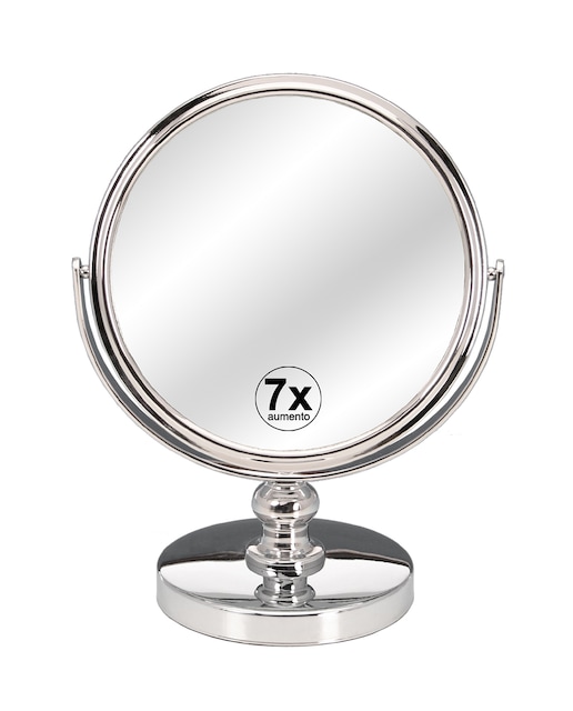 Imagen 0 de Espejo aumentos 2 caras x1, x7 metal cromado