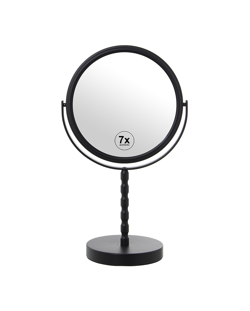 Imagen 0 de Espejo aumentos 2 caras x1, x7 metal negro mate