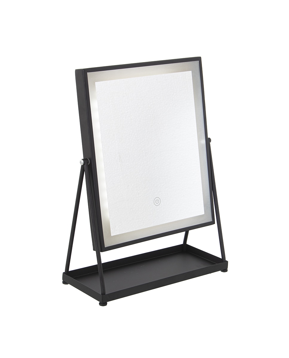 Imagen 0 de Espejo baño metal sobremesa con luces led variable, metal negro