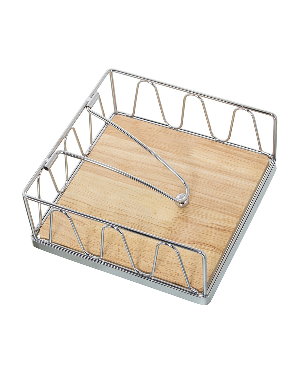 Imagen 0 de Servilletero metal cromado con base madera