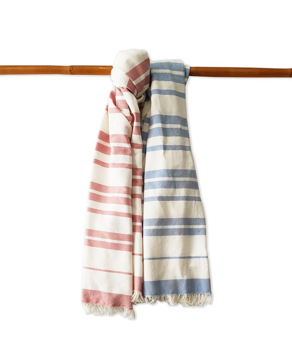 Imagen 0 de Toalla playa fouta 160 x 180 rosa/celeste (pack 2 uds)