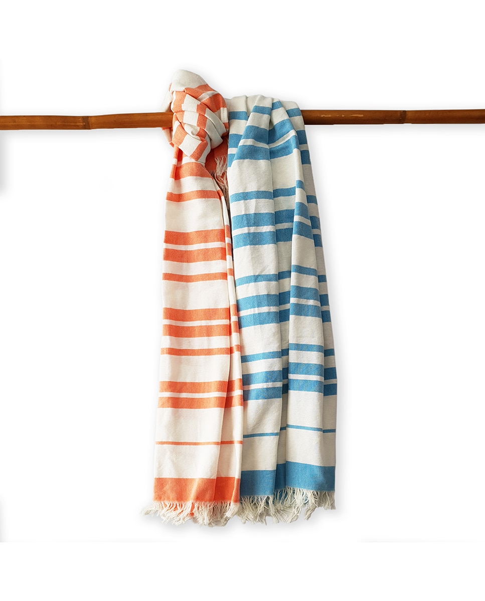 Imagen 0 de Toalla playa fouta 100 x 180 naranja/turquesa (pack 2 uds)
