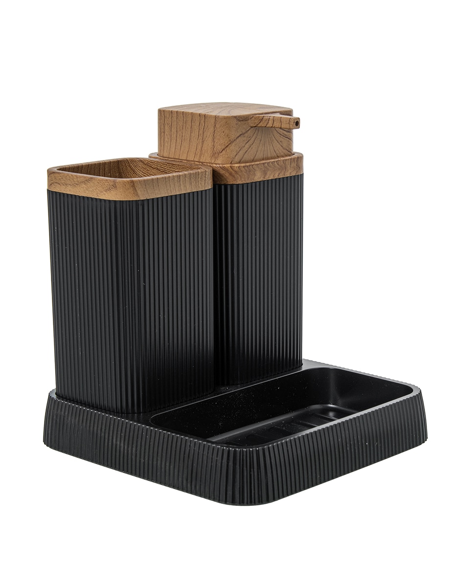Imagen 0 de Set baño dosificador vaso jabonera acrilico negro