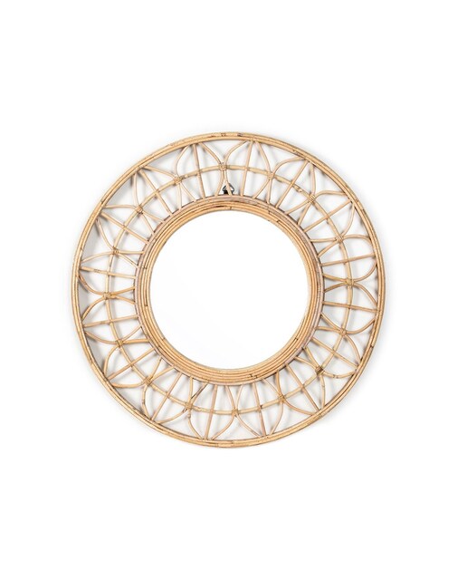 Espejo de ratán y mdf ø70x2 cm