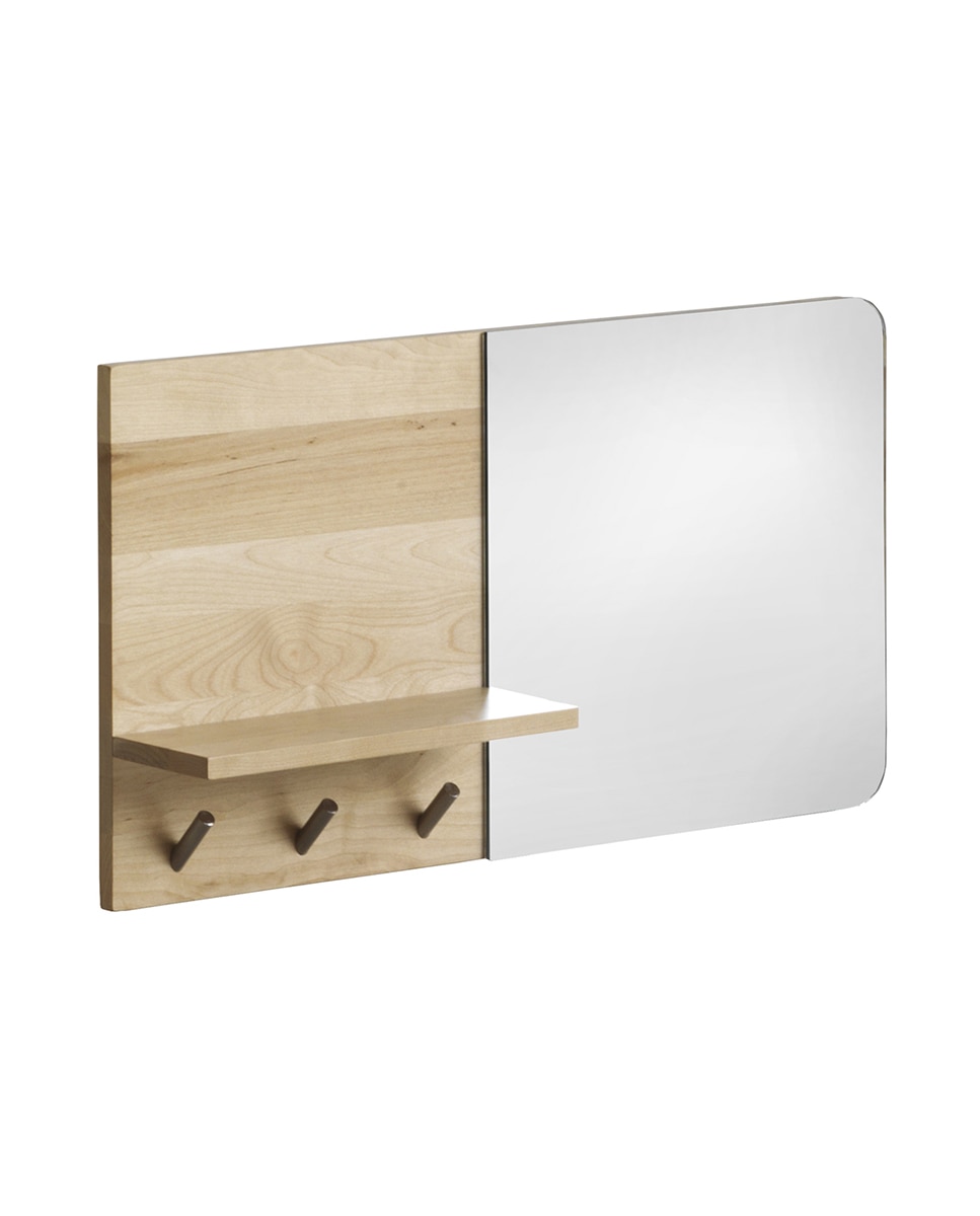 Imagen 0 de Espejo horizontal y perchero de madera natural