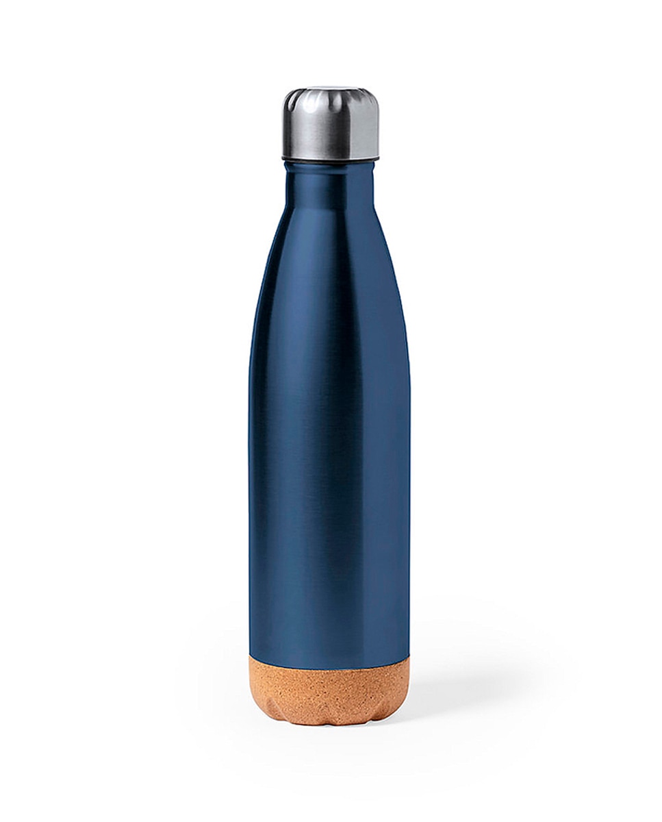 Imagen 0 de Bidón de 750 ml de capacidad, fabricado en acero inox. Color satinado. Con base en corcho natural y tapón a rosca, libre de BPA.