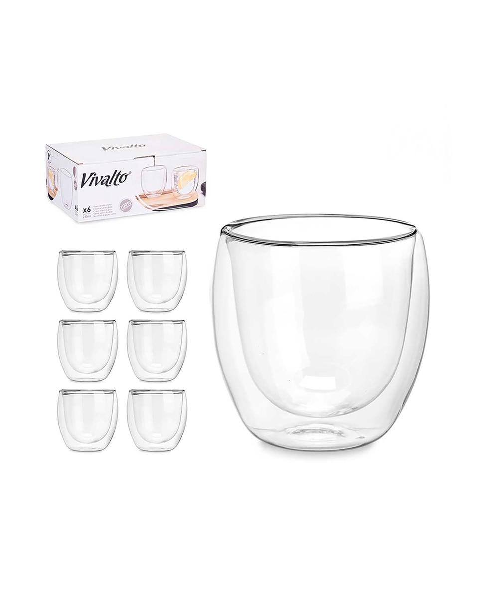 Imagen 0 de Pack 6 vasos borosilicato agua 246 ml.