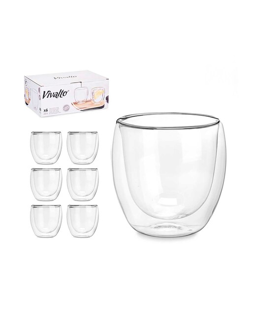 Imagen 0 de Pack 6 vasos borosilicato agua 246 ml.