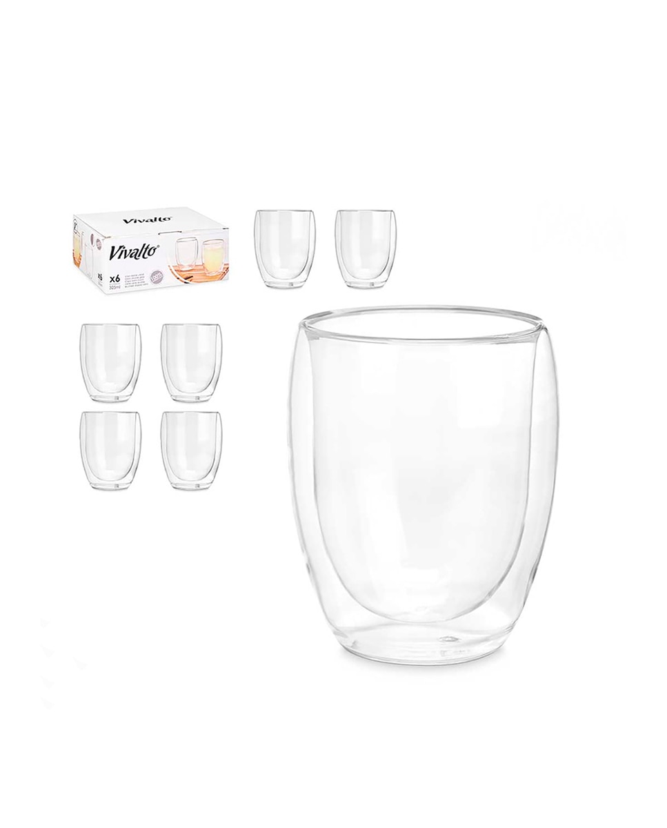 Imagen 0 de Pack 6 vasos borosilicato refresco 326 ml.
