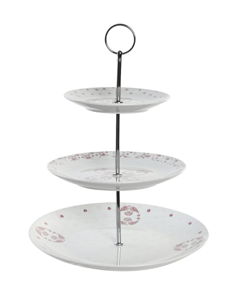 Imagen 0 de Frutero porcelana metal 27x27x34 3pisos rosa