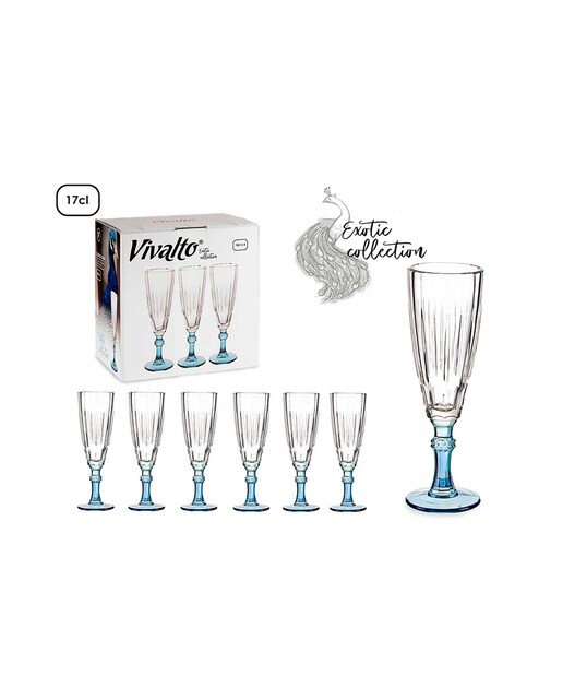 Imagen 0 de Pack 6 copas cava color azul 170ml