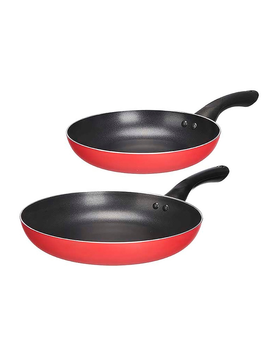 Imagen 0 de Set de 2 sartenes antiadherentes de aluminio rojo.