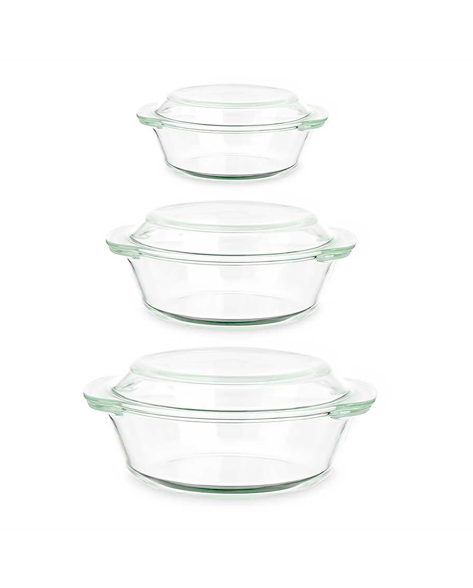Imagen 0 de Set 3 cacerolas borosilicato 700 1000 1500ml