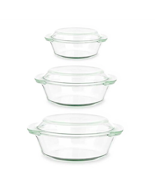 Imagen 0 de Set 3 cacerolas borosilicato 700 1000 1500ml