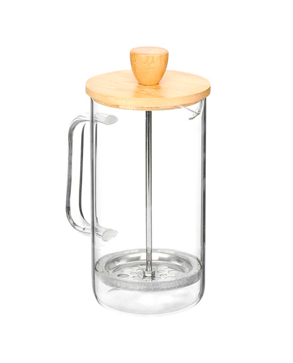Imagen 0 de Tetera embolo borosilicato tapa bambú 600ml