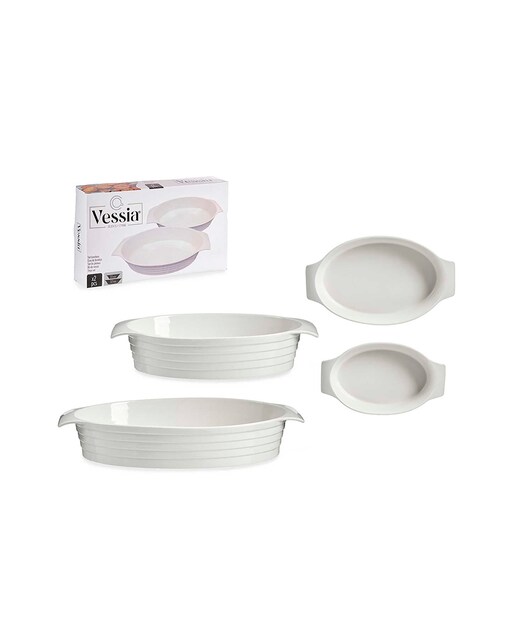 Imagen 0 de Set 2 bandejas porcelana ovaladas asas cerradas