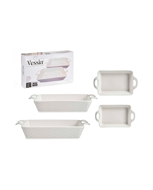 Imagen 0 de Set 2 bandejas porcelana rectangulares asas abiertas