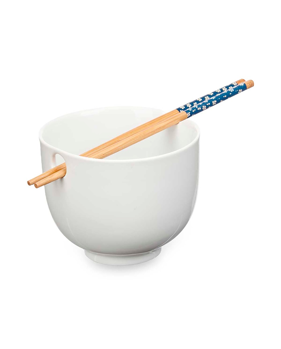 Imagen 0 de Bowl porcelana asiático blanco palillos bambú