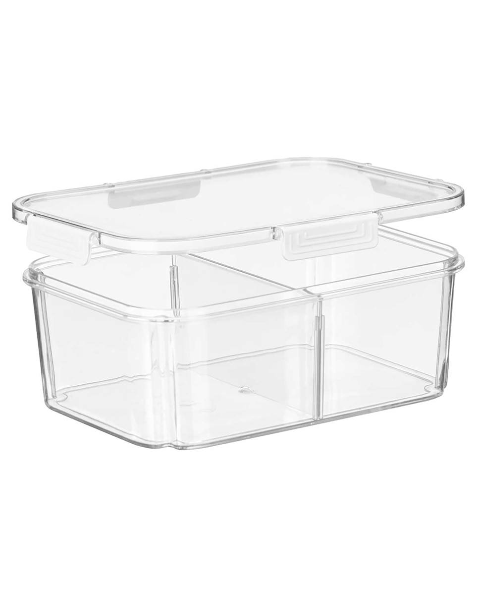 Imagen 0 de Fiambrera hermética transparente con lámina divisoria removible. 3300ml de capacidad.