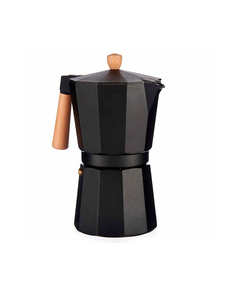 Imagen 0 de Cafetera aluminio 12 tazas negra asa madera