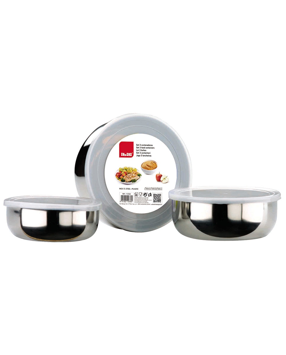 Imagen 0 de Set de 3 contenedores inox  14+16+18 cms.