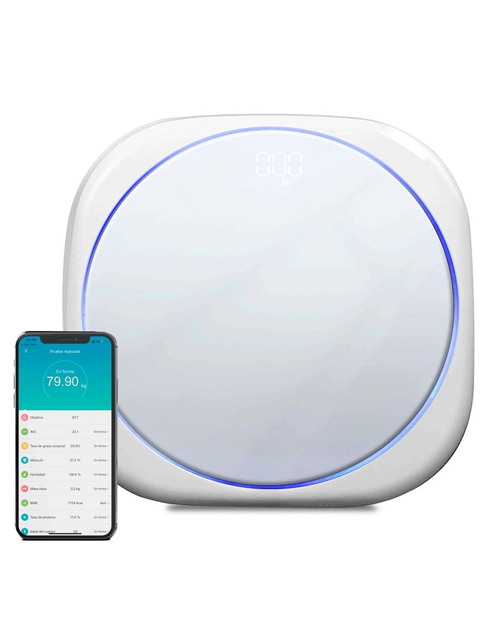 Imagen 0 de Báscula digital bluetooth con aplicación de control. Display LED y luz ambiental. Batería recargable.