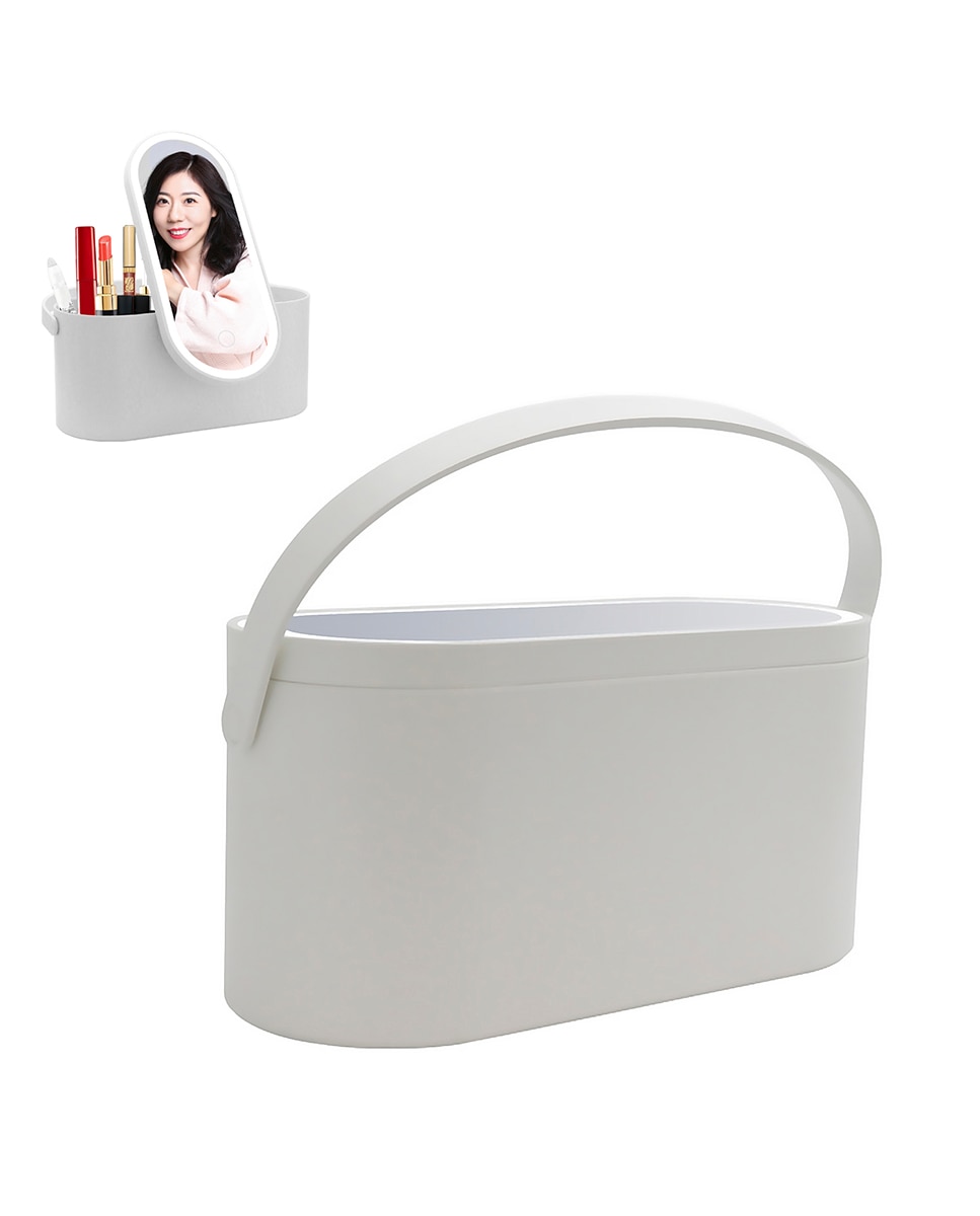Imagen 0 de Espejo con luces LED especial maquillaje con caja organizadora de maquillaje portátil