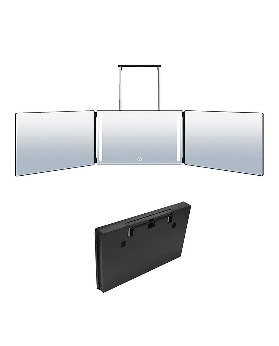 Imagen 0 de Espejo de maquillaje tríptico plegable, con luz LED