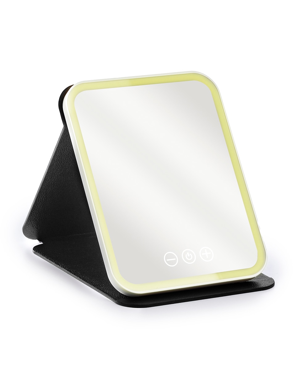 Imagen 0 de Espejo de maquillaje con funda plegable, luz led fría, normal y cálida. 5 niveles de intensidad.