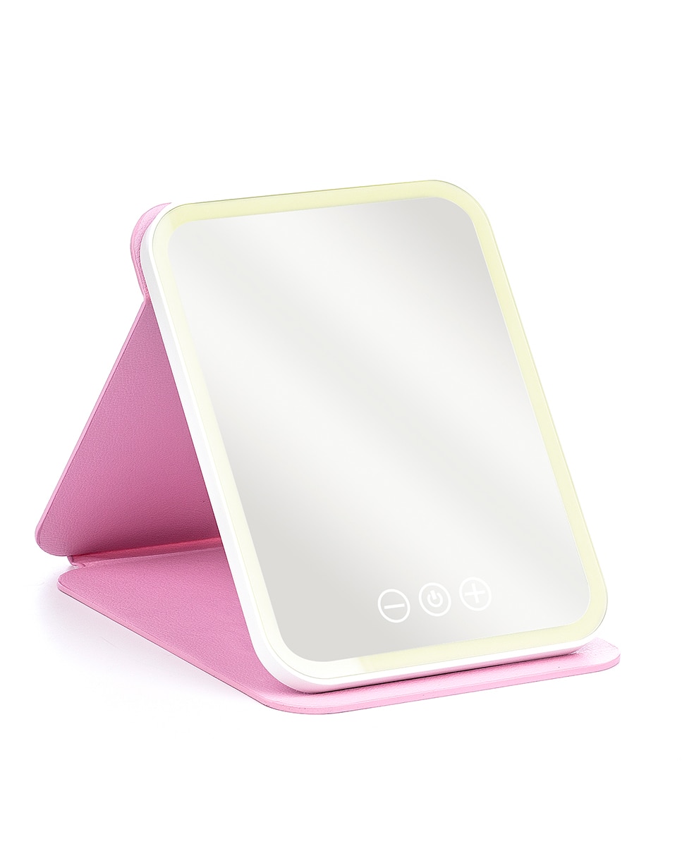 Imagen 0 de Espejo de maquillaje con funda plegable, luz led fría, normal y cálida. 5 niveles de intensidad.
