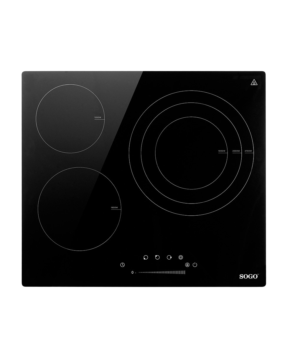 Imagen 0 de Placa Vitro Ceramico  3 Fuegos control Tactil  con Temporizador Y  Touch Slide control-5400w