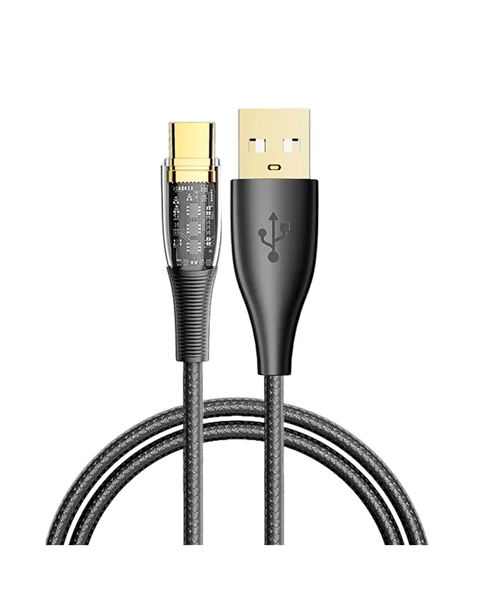 Imagen 0 de Cable USB 2.0 AM a USB-C PD20W de 6A. 1,2 metros, OD 4mm. Con luz led