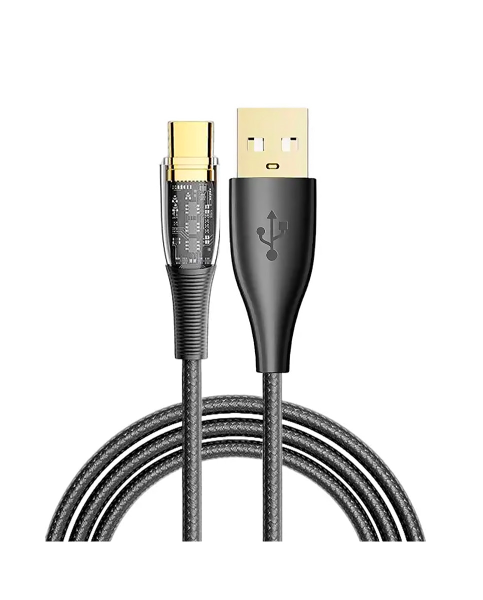 Imagen 0 de Cable USB 2.0 AM a USB-C PD20W de 6A. 2 metros, OD 4mm. Con luz led